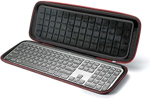 RAIACE Étui de transport rigide pour clavier éclairé sans fil avancé Logitech MX Keys, sac de rangement - noir (doublure noire)