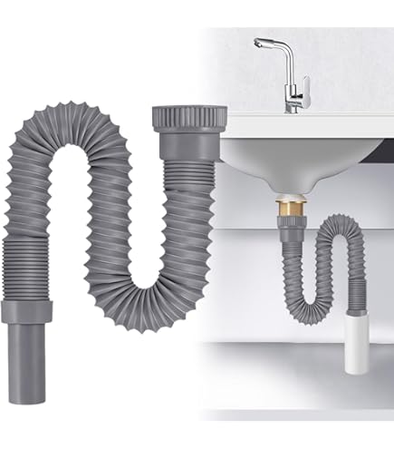Sanixa Siphon Weiß Kunststoff Ablauf Wachbecken Spülbecken,  Anschluss Fuer Spuelmaschine Waschmaschine Raumsparsiphon Mit Geraeteanschluss Weiss S095k0zw