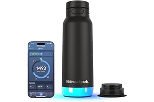HIDRATE SPARK HidrateSpark PRO 2 – Bouteille D’Hydratation Intelligente avec Rappels & Suivi D’Eau, 946 ml Acier Inoxydable – Se Synchronise avec Apple Health, Fitbit, Bagues & Montres Connectées – Chug Noir