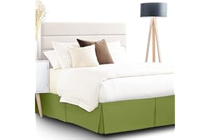 FASCINATDECO Gonna da Letto a Pieghe, Gonna da Letto a Ribalta da 35 cm, Mantovana Giroletto a Volant in Morbida Microfibra Spazzolata, Gonna da Letto con angoli divisi (Erba Verde,152x203 cm)