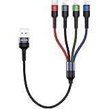 Multi Cavo di Ricarica, wiredge 4 in 1 35cm Multiplo Cavetto Micro USB Tipo C Nylon Intrecciato Cavo di Ricarica USB per Sams