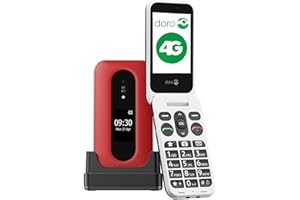 Doro Leva L30 Unlocked Mobile Phone for Seniors – External Display for Call Identification – Powerful HD Sound – Camera – Assistance Button with GPS – Flip Phone Without Internet (Red)