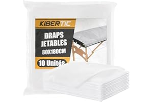KIBERTIC – Lot de 10 Draps Jetables 80x180cm Tissu Non Tissé | Drap d'Examen Jetable de Haute Qualité SMS | Drap Table de Massage, Spa, Beauté, Tatouage – Idéal Pour Professionnels & Camping