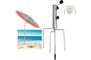 gotyou Stojak na parasole przeciwsłoneczne, 25 cm, z trzpieniem trawnikowym, zdejmowany uchwyt na parasol przeciwsłoneczny do wędkowania, rożen do wbijania w ziemię, na trawnik, plażę