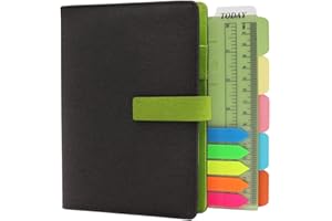 TSY - Agenda recargable, diarios y cuadernos, organizador personal ejecutivo para hombres y mujeres, carpeta de 6 agujeros con anillas con papel forrado, soporte para bolígrafos, color gris oscuro A6