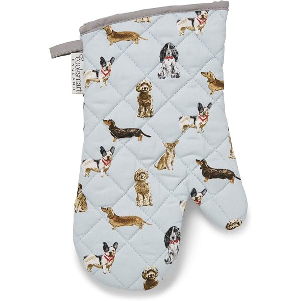 City Look Imports Küchenschürze 'Curious Dogs' – 100% Baumwollköper, Blau, 61x84 Cm | Mit Vordertasche & Lustigem Hundedruck