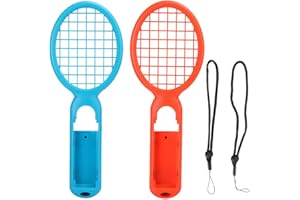 Heayzoki Tennis Racket for Nintendo Switch, 1 Pair Tennis Racquet Handle Motion Sensing Controller for Nintendo Switch Game Console Accessories, 1X Blue & 1X Red(Blue & Red)