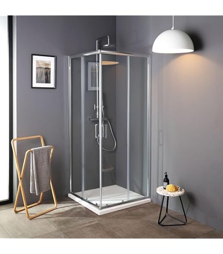 Porte De Douche Pivotante 100x90x195 Cm Avec Receveur – Verre Sécurit 6 Mm Anticalcaire – Receveur 100x90 Cm Inclus – Finition Chromée