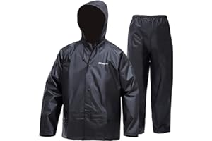 QUANYONG Rain Suit for Men Women, Ultra-Lite Waterproof Rain Coat (Jacket + Trousers) Sets Windproof Hooded Rain Gear Work wear