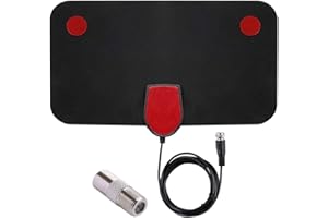 YUDICP 1080P High Gain Indoor TV Aerial,20 DBI High Gain, 50 Miles Digital TV Aerial Ultra Thin HDTV Mini DVB-T2 Aerial with 12 FT Long Cable