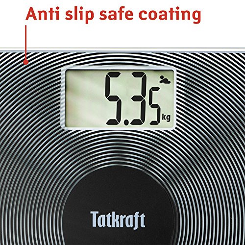 Tatkraft Happy Digital Personenwaage Anti-Rutsch Personenwaage mit Hartglasplattform mit Kleinkind-Modus Hochpräzise mit großem LCD-Display Schwarz 180KG - 4