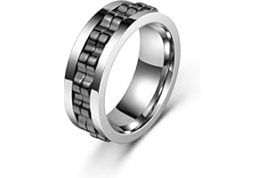 Vroxdrez Anillo Antiansiedad Antiestrés 8 mm – Acero Inoxidable Pulido, Diseño Pesado, Accesorio de Moda para Hombre y Mujer, Regalo Elegante, Talla 59,5 mm