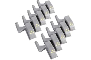 AYNEFY Oświetlenie zawiasowe LED, 10 sztuk, ciepła i zimna biel, zawias LED, do szafy, oświetlenie do szafy, z tworzywa sztucznego, inteligentne oświetlenie do szafy do salonu, kuchni, 8,5 x 5 x 5 cm (ciepła