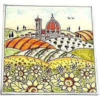 CERAMICHE D'ARTE PARRINI - céramique artistique italienne, coquelicots décoration du tournesols paysage et duomo, main made ​​in Italy Toscana