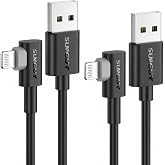 SUNGUY 90 Degree Right Angle USB to Light-ning Cable, [2-Pack, 1M] Short Right Angle Light-ning Carplay Charging Cable Compat