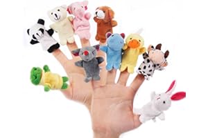 FAYEMINT 10 Pièce Marionnettes À Doigts Mains Douces, Marionnette à Petit Animal, Peluche marionnette à Main Animale, pour Fêtes, Cosplay, Anniversaires(10 Animaux)