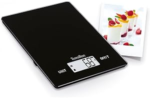 TERRAILLON - SMART USB C - Balance de cuisine électronique, Rechargeable par USB, Ecran LCD rétro-éclairé, Auto ON, Fonction Tare et Conversion Liquide, Capacité 5Kg, Graduation 1 g - Noir