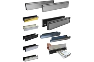 DESI-SCHILDER Briefeinwurf mit Schacht + mit Bürste-Aluminium und poliert-305 x 65 mm-Briefeinwurf-Briefklappe-Briefschlitz (Alu. schwarz-Kanten schwarz)