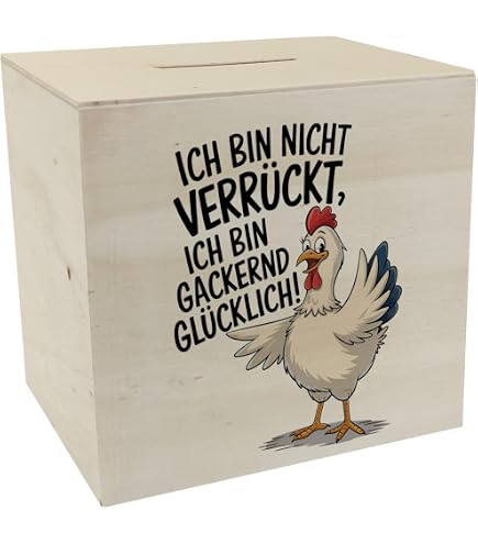 Spardose Mit Hahn-Motiv – Lustiger Spruch, Blau, Für Trinkgeld & Deko