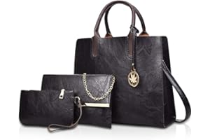NICOLE & DORIS Borse Donna 3 pezzi Borse Tracolla Borsa a mano in pelle per donna borse a Spalla Borsetta Nero