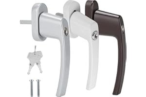 Tubiaz 4 x klamka okienna, balkonowa, zamykane na zamek, wykonane ze stopu aluminium, z zabezpieczeniem przed dziećmi i trzpieniem o długości 35 mm, z kluczem pasującym do wszystkich zamków, kolor brązowy