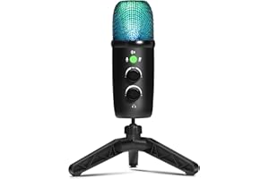 AFAITH RGB Condensateur USB Microphone Micro pour Gaming| ASMR| Podcast| Streaming| Compatible avec PC| PS5| PS4| Mac| Smartphone| Plug-and-Play