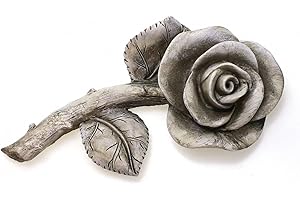 TEMPELWELT® Figurine décorative funéraire Rose – Bouton de Rose 17 cm - polystone Aspect Pierre Gris, décoration funéraire, Fleur pour Lieu de deuil - décoration de Jardin