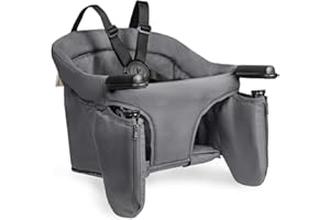 hauck Fix N Sit, Grau - Faltbarer Baby Tischsitz für Kinder ab 6 Monaten bis 15 kg, Einfache Befestigung an der Tischplatte, mit 5-Punkt-Gurt & Aufbewahrungsfach, Leicht & Tragbar, 37 x 42 x 32 cm