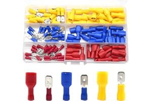 Hocansen 120 Pieces Spade Connectors Insulated Male and Female Wire Connectors Crimp Terminal Connectors Kit（Colour/PS)