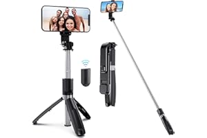 AMPLE Selfie-Stick, kompatibel mit Samsung Galaxy A15, A25, A35, A55, A14, A34, A54, A04s, A13, A23, A33, A53, A73, 5G, kabellose Fernbedienung und Stativkopfhalterung, ausziehbar und tragbar, Handy-Stativ,