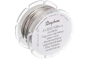 Rayher fil en acier inoxydable à modeler à 0,5 mm fil inox extrêmement malléable fil acier inoxydable pour créer vos bijoux ou costumiser des objets de déco, 24079000, Silver