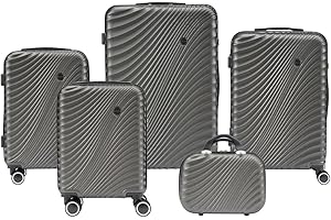 Convector Set Quattro Trolley + Beauty Case Da Viaggio, Valigie Rigide in 5 Dimensioni Con Ruote Girevoli a 360 °, Lucchetto TSA e Struttura in ABS Doppio Strato, Antigraffio e Antiurto