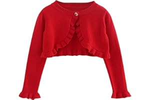 De feuilles Toddler Baby Girls Cardigan Long Sleeve Ruffle Knitted Bolero Shrug Cape Jacket Solid Color Knitwear