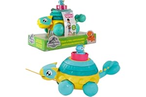 Tomy E73410 Toomies Jurassic World Ankylozaur Stos i ciągnie, Zabawka dinozaur dla maluchów, gra do przebudzenia, odpowiednia dla chłopców i dziewcząt w wieku 12 miesięcy, 18 miesięcy, 2 i 3 lat,