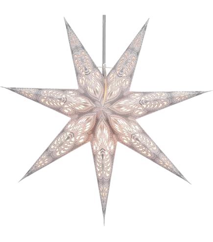Guru-Shop Opvouwbare Advent Lichtgevende Papieren Ster, Kerstster 60 cm - Priamos Zwart, Papieren Sterren - Veelkleurig