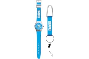 Giemme srl Kit Orologio da Polso + Portachiavi con Moschettone per SSC NAPOLI Calcio Partenopei Azzurri Prodotto Ufficiale