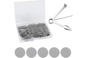 DXLing 200 Pièces Écrans de Pipe Filtres à Écran de Fumée Écrans de Tuyau Screen en Acier Inoxydable Filtre Ecran Grillage Fumeurs 15mm Fumeur Ecran Tubulaire avec Boîte de Rangement 3 in1 Alésoirs