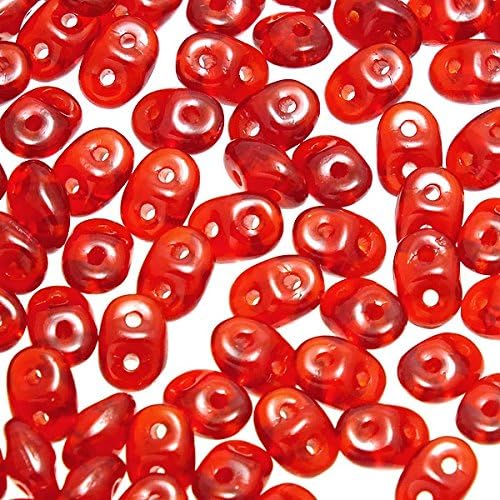 2.5x5mm Czech Glass Super Duo Beads - Siam Ruby - 10g