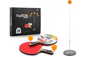 Solo Table Tennis Rebound Trainer Set for Adults Kids 3+ Years, Indoor Games Table Tennis Self Practice for Family, Ping Pong Set with 2 Bat 2 Ball Set (Black)