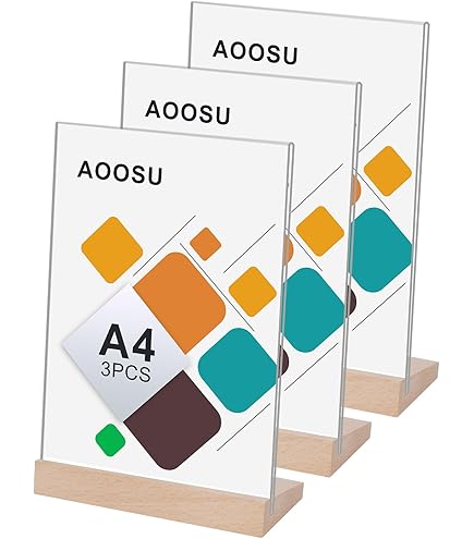 VAIIGO A4 Acrylic Sign Holder 6 Pack - A4 Slanted Perspex Display Stand - View #11