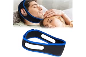 TUKNON Ronquidos Soluciones, Chin Strap, Dispositivos Anti Ronquidos Soluciones, Dejar De Roncar, Dispositivos Anti Ronquidos, La Correa Para El Mentón, Ajustable & Transpirable Suave Para La Piel,Azul