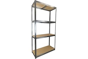 TRADE PRICE DEALS 4 Tier Galvanised Garage Shelving Unit Strong Steel Metal Racking Shed Storage units adjustable and freestanding Rack Garage Shelves 175kg Per Shelf (180 x 90 x 40cm)