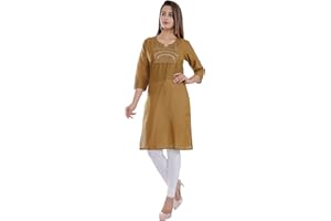 Ramkudi Indisches Damen einfarbiges besticktes Baumwoll-Top Kurti