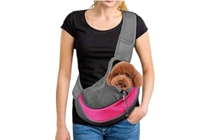 AHDMR Sac de Transport pour Chien Réglable Sac à Bandoulière Petits Animaux Portable Sac de Voyage Chiot Chat en Maille Respirant Sac de Transport Chihuahua avec Poche Avant pour Extérieur Marche Voyage