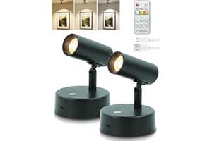 HSLIGHTING Spotlights Indoor with Remote, 5000mAh Wall Light Rechargeable Picture Spotlight Art Lighting for Paintings Wireless LED Uplighting with Timer＆Dimmable 3CCT Mini Spot Lights for Artwork