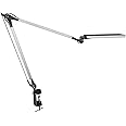 Phive Architect Lamp / LED Task Lamp with Clamp, Metal Swing Arm Desk Lamp, Eye-caring Office Lamp (Dimmable, 4 Lighting Modes, 6-Level Dimmer, Touch Control, Memory Function）Grey