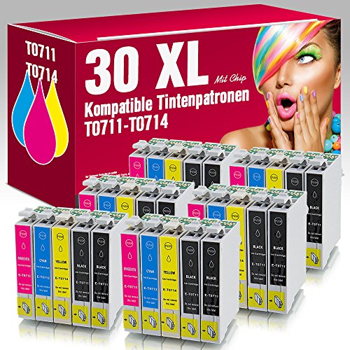 30 kompatible Druckerpatronen mit CHIP für Für Epson Stylus D120 D78 D92 DX4000 DX4050 DX4400 DX4450 DX5000 DX5050 DX5500 DX6000 DX6000 DX6050 DX7000F DX7400 DX7450 DX8400 DX8450 DX9200 DX9400F S20 S21 SX100 SX105 SX110 SX115 SX200 SX205 SX210 SX215 SX218 SX400 SX400WiFi SX405 SX405WiFi SX410 SX415 SX417 SX510W SX515W SX600FW SX610FW Office B40W BX300F BX310FN BX510W BX600FW BX610FW ms-point®