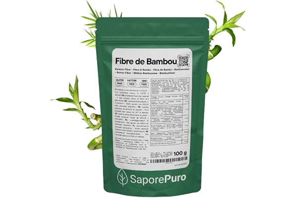 SaporePuro Fibre de Bambou de qualité alimentaire - 100 gr - farine faible en glucides