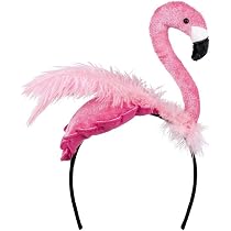 Oblique Unique Haarreif Mit Glitzer-Flamingos & Federn – Tropisches Accessoire Für Hawaii-Partys, Karneval, Sommerfeste (Einheitsgröße, Rosa/schwarz/weiß)