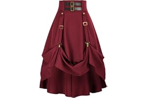 SCARLET DARKNESS – Jupe style Renaissance pour femme à taille haute élastique, longueur ajustable, coupe trapèze, style vintage